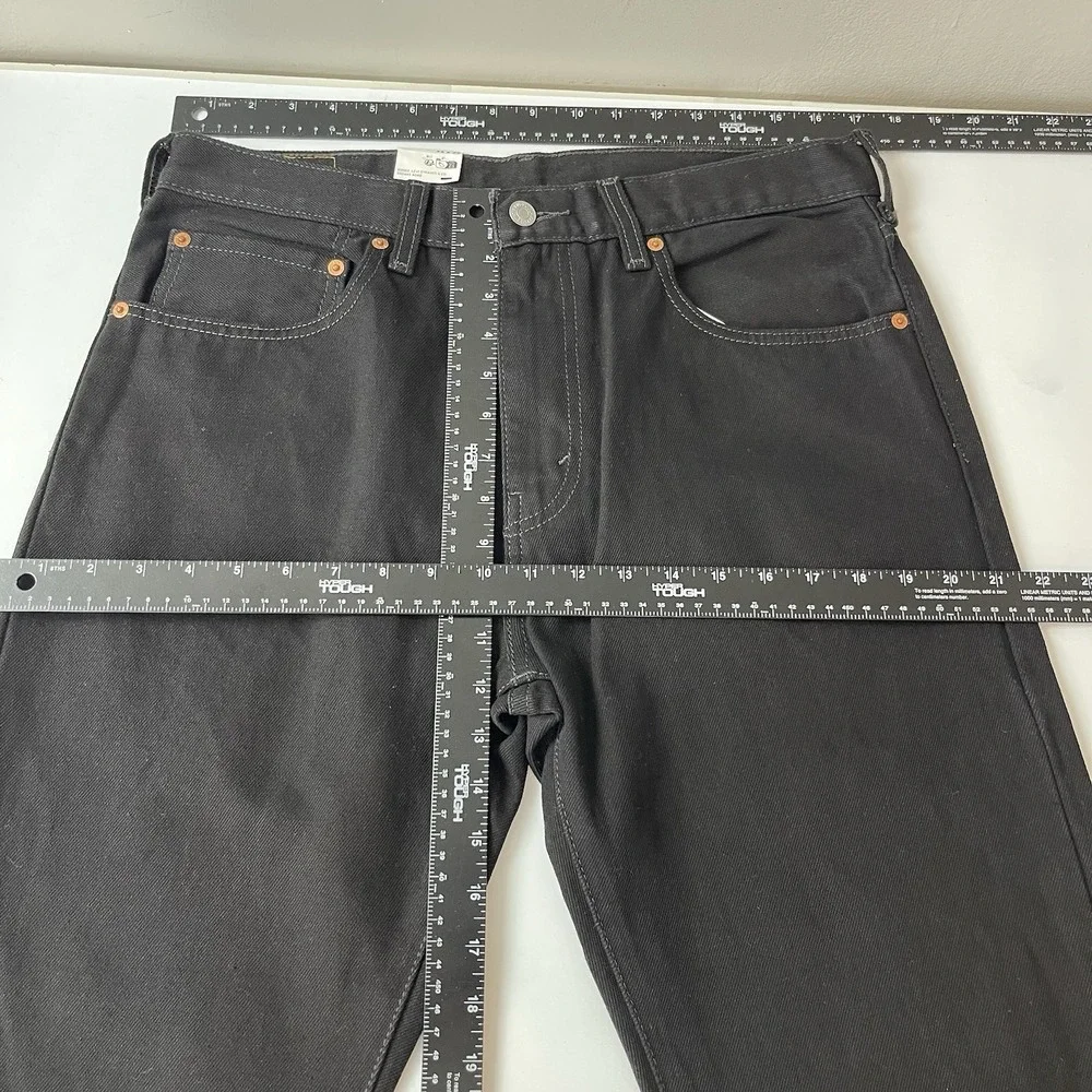 Levis 505 Jeans Mens 34x34 Black Regular Straight Dark Wash Denim Cowboy Grunge